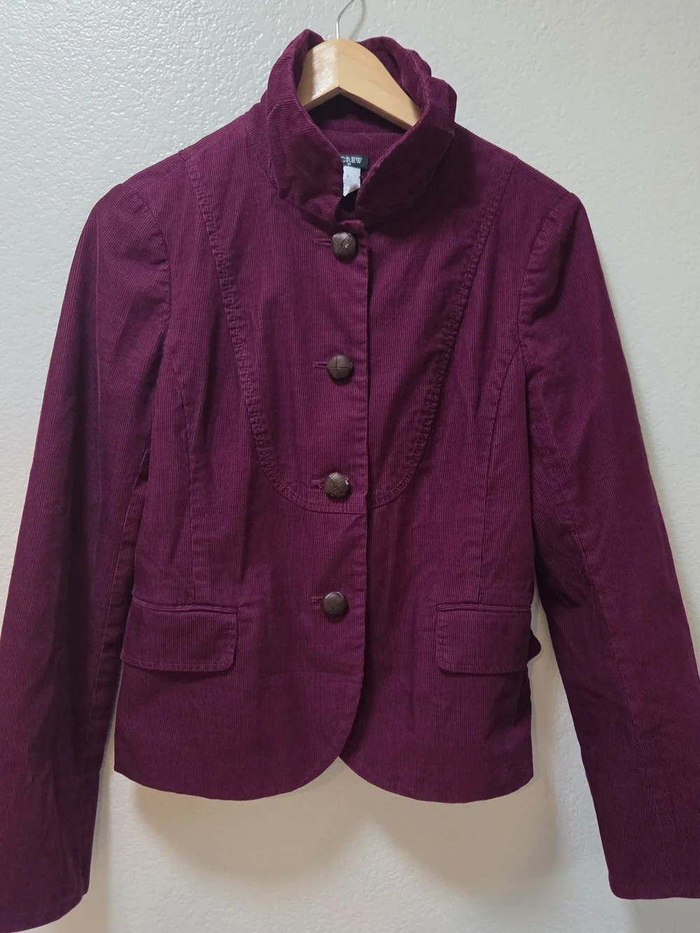 Vintage J.Crew Burgundy Corduroy Jacket Blazer Size 8 Dark Academia 90s
